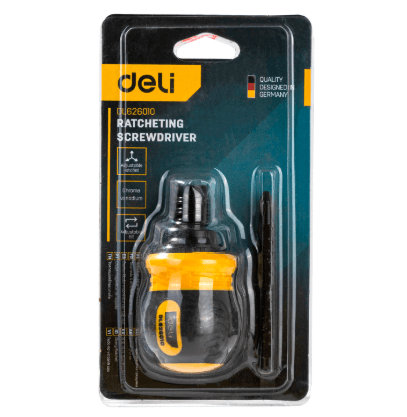 Викрутка двостороння з тріскачкою, 2 біти 6/PH2 x 85 мм Deli DL626010