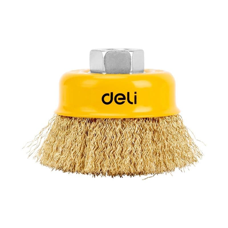 Wire cup brush 75 mm, thread 3 inches: M14 x 2 Deli EDH-GSS075-E1