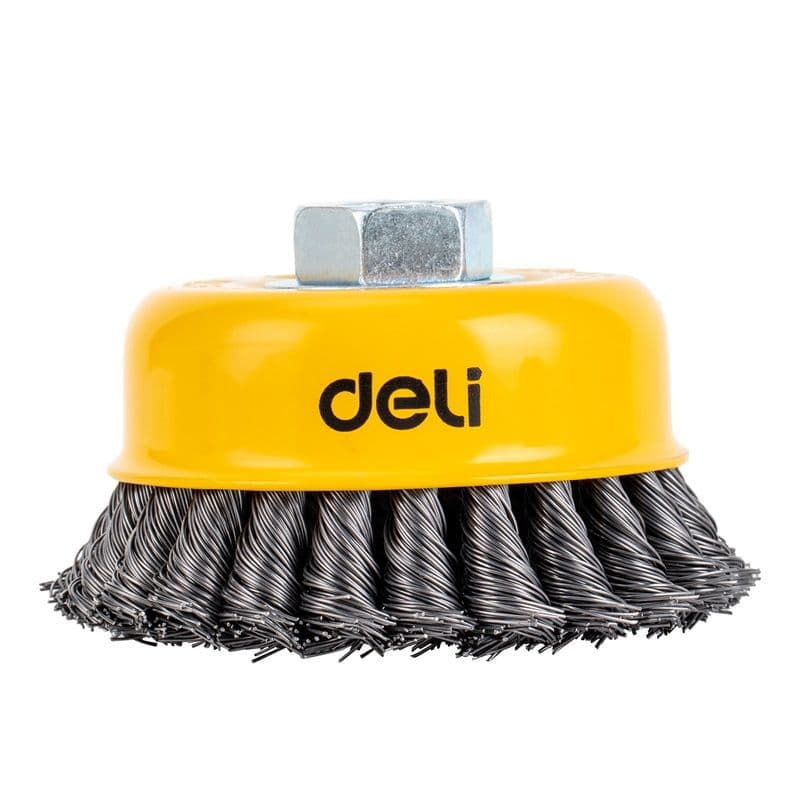 Wire cup brush 75 mm, thread 3 inches: M14 x 2 Deli EDH-GSS075-E2